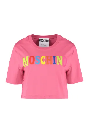 Moschino Logo Printed Crewneck Cropped T-Shirt