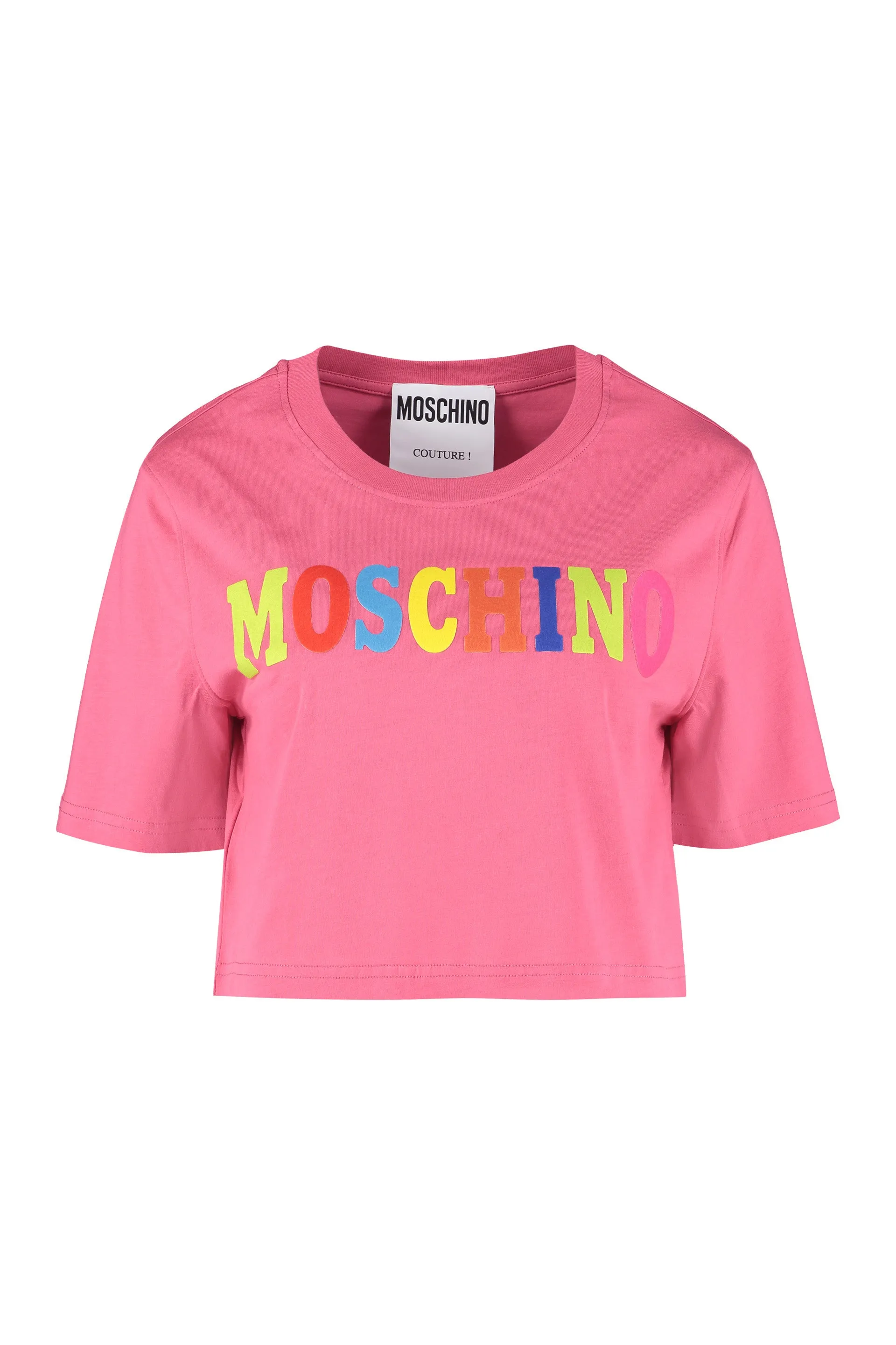 Moschino Logo Printed Crewneck Cropped T-Shirt