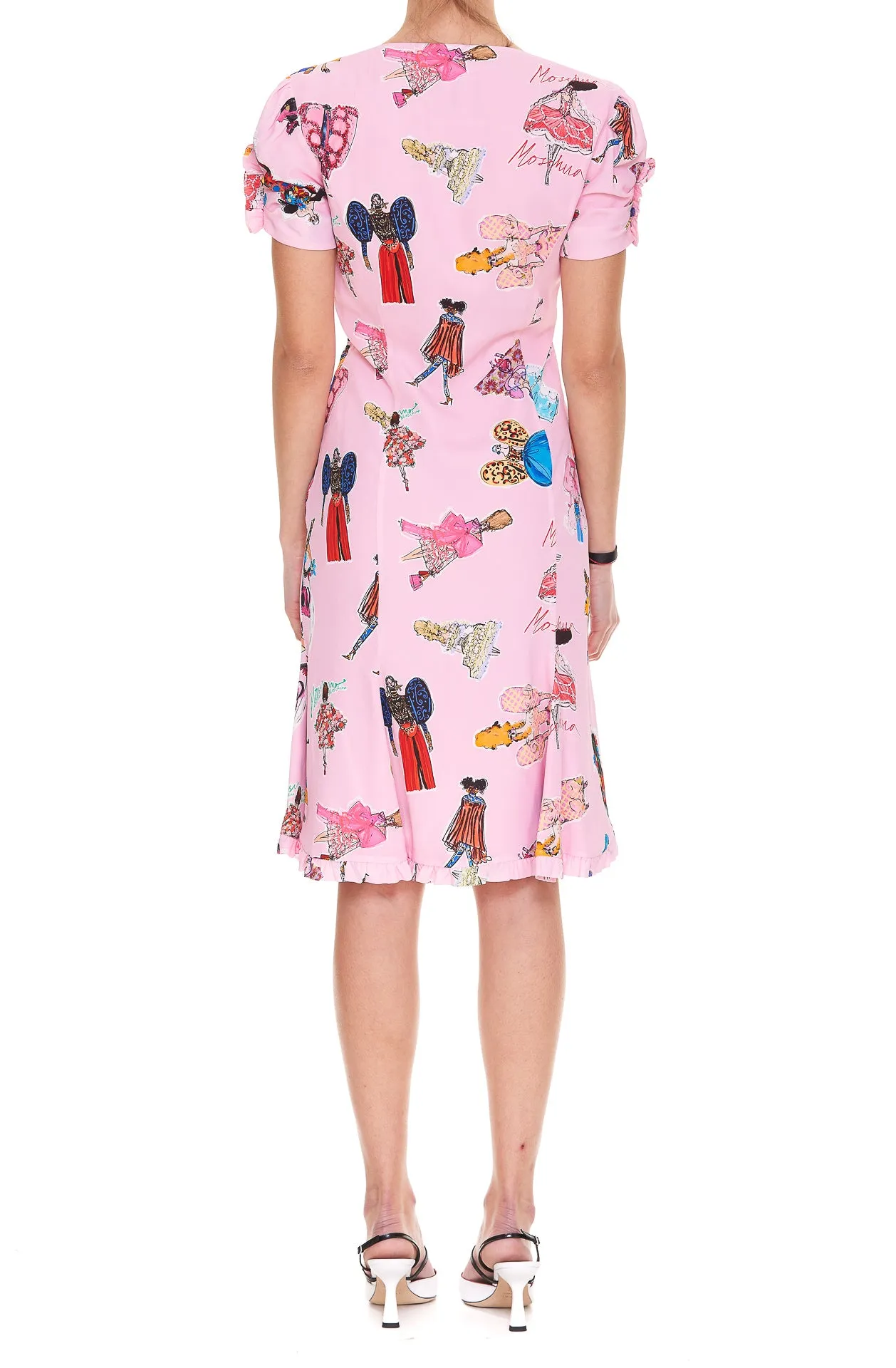 Moschino Printed Ruched Detail Midi Dress