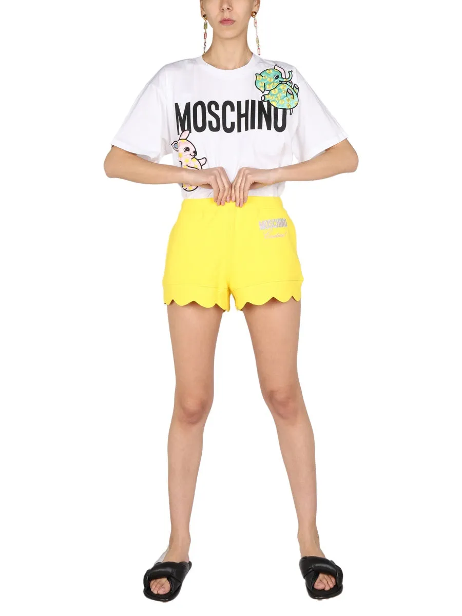 Moschino Scallop-Edge Elasticated Waist Shorts