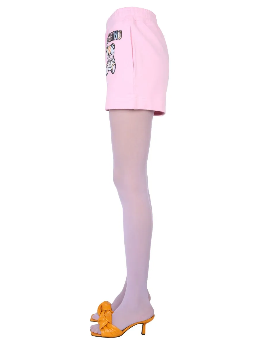 Moschino Teddy Bear Logo Embroidered Shorts