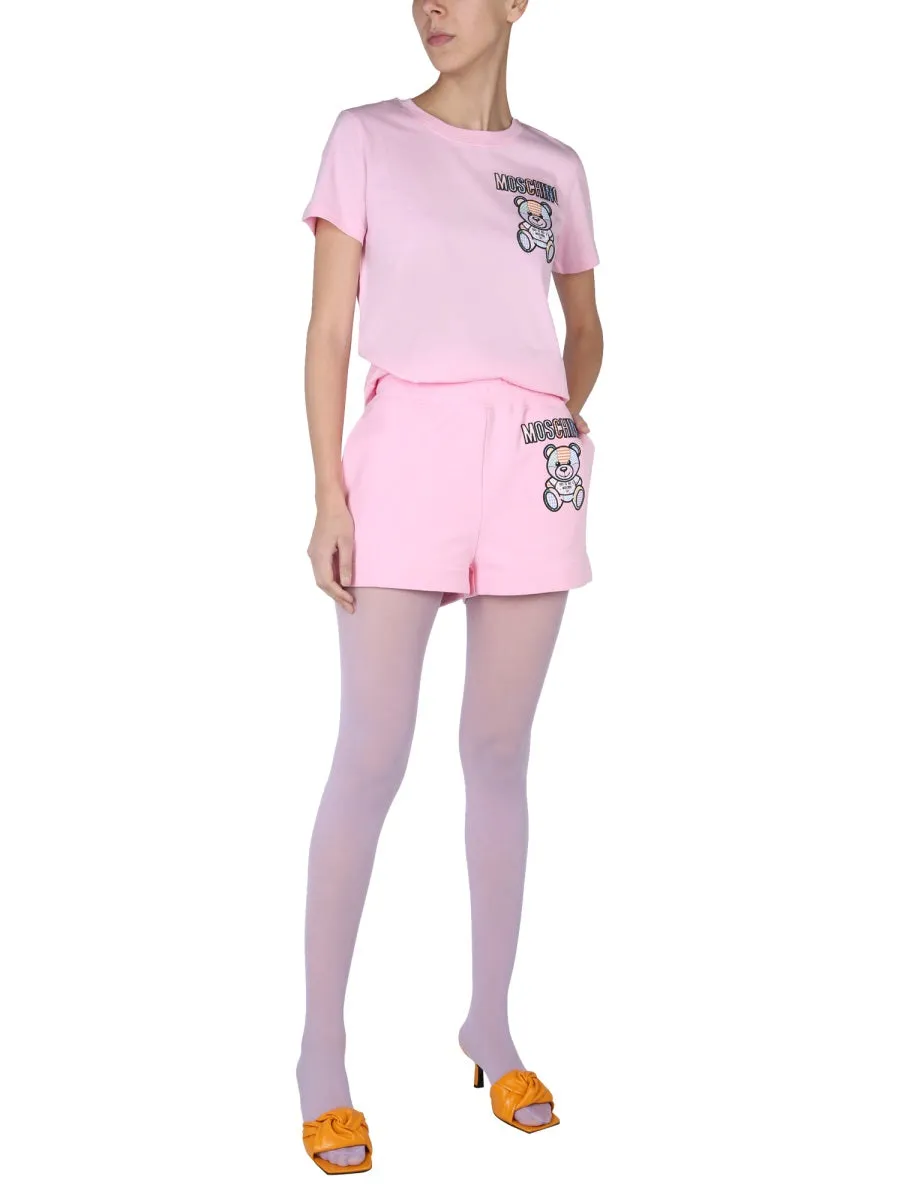 Moschino Teddy Bear Logo Embroidered Shorts