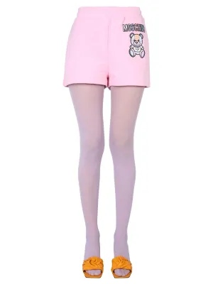Moschino Teddy Bear Logo Embroidered Shorts