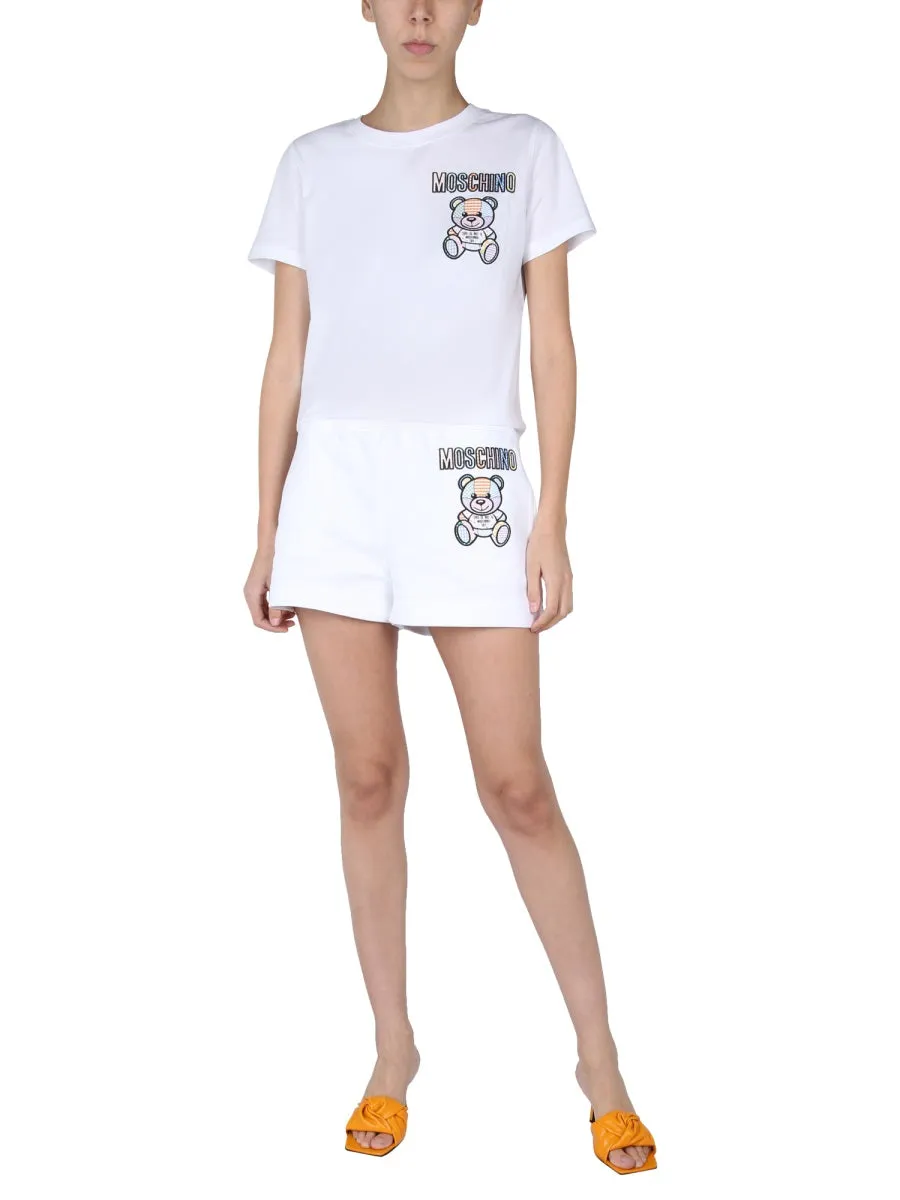 Moschino Teddy Bear Logo Embroidered Shorts
