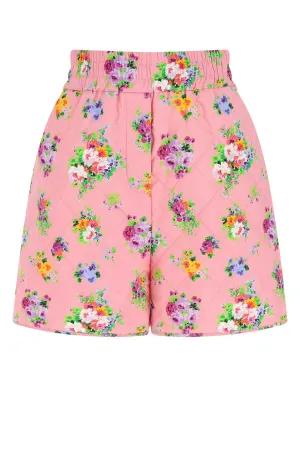 MSGM All-Over Floral Print Quilted Shorts
