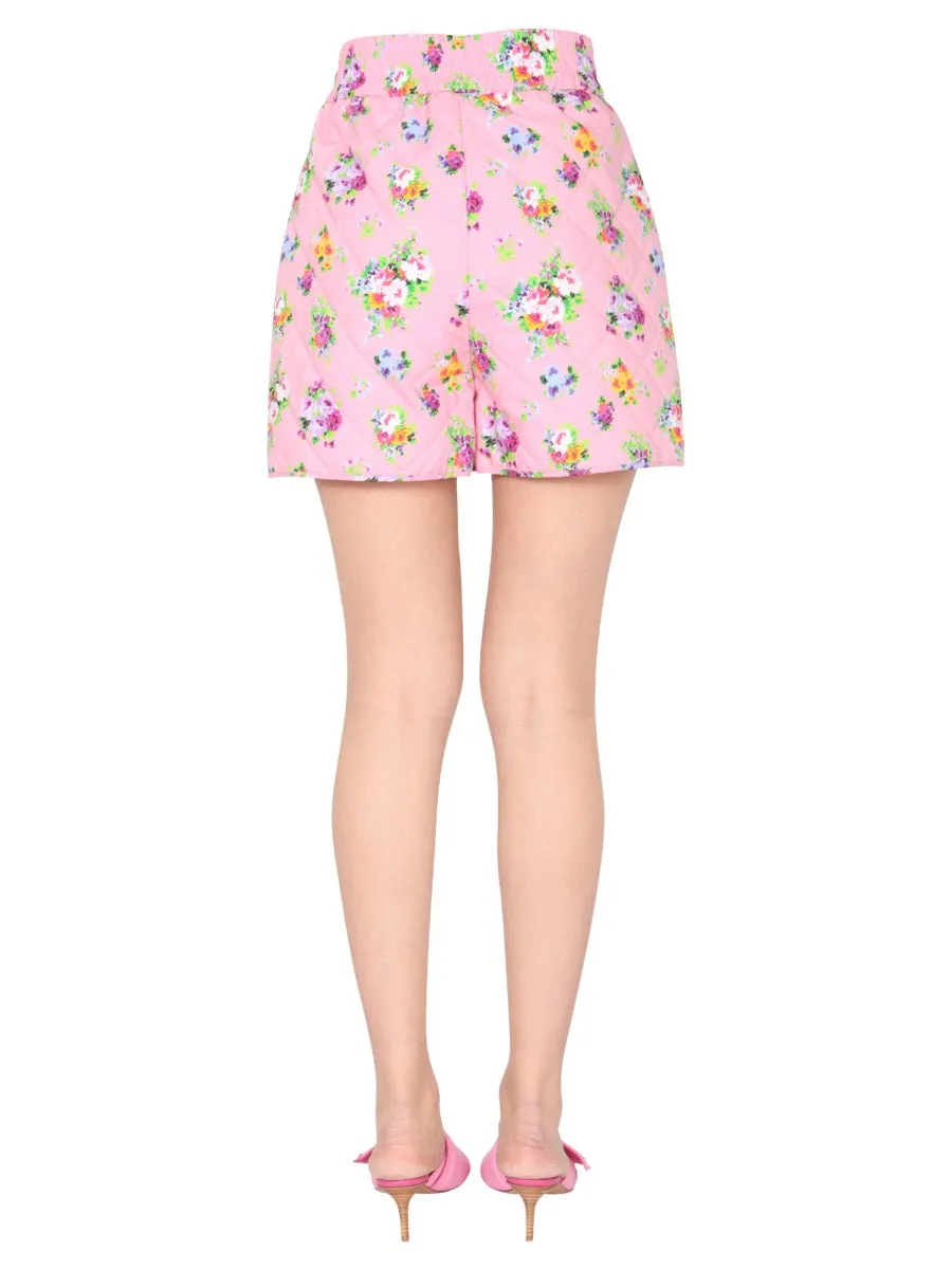 MSGM All-Over Floral Print Quilted Shorts