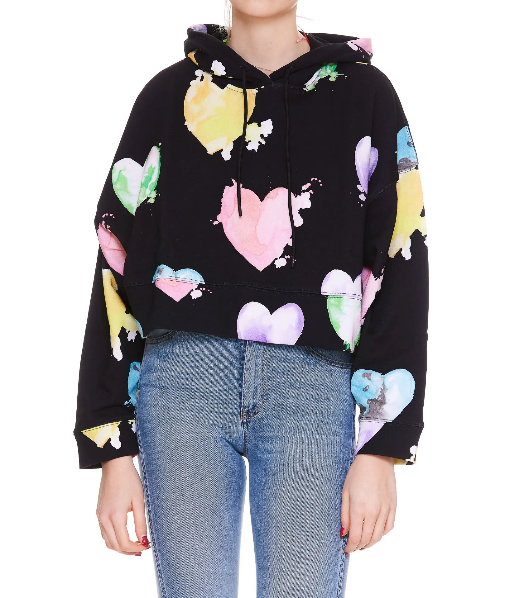 MSGM All-Over Heart Printed Drawstring Hoodie