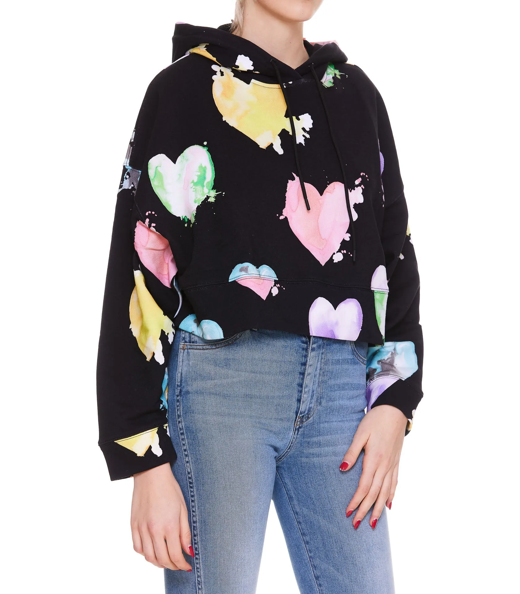 MSGM All-Over Heart Printed Drawstring Hoodie