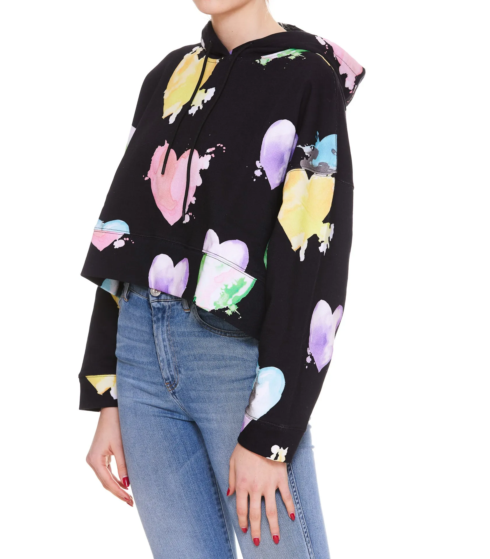 MSGM All-Over Heart Printed Drawstring Hoodie