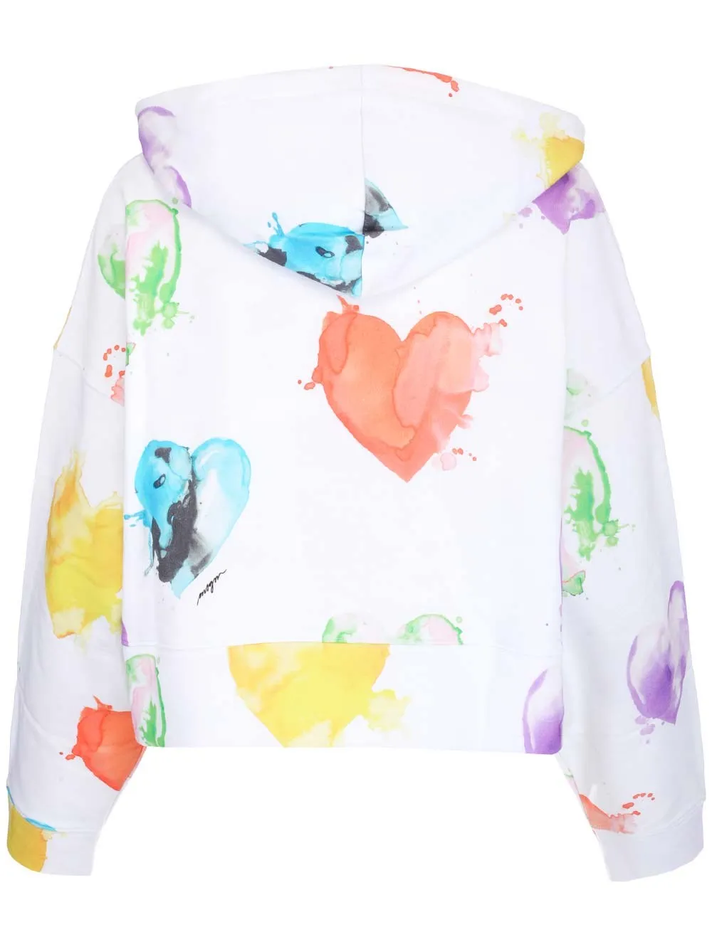 MSGM All-Over Heart Printed Drawstring Hoodie