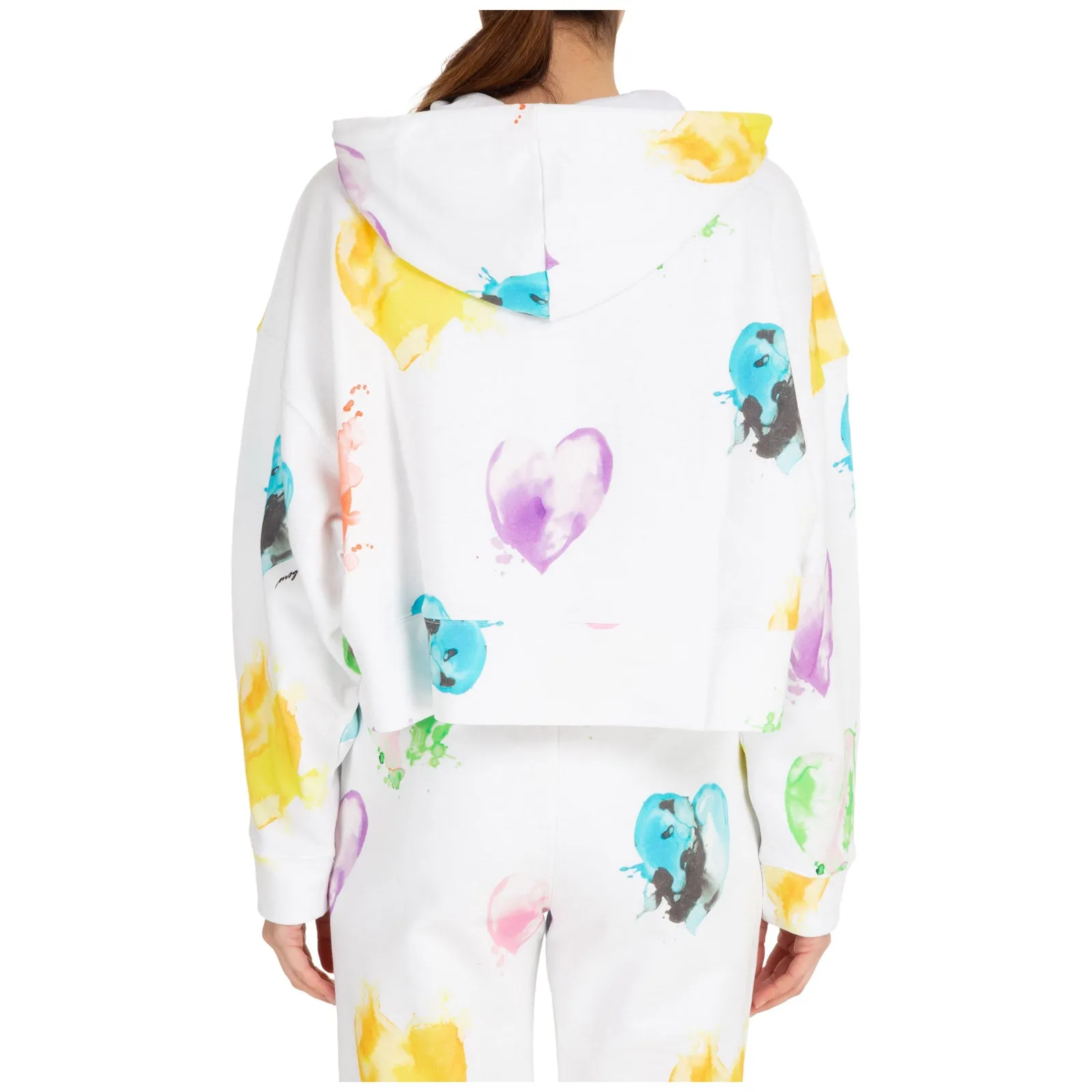 MSGM All-Over Heart Printed Drawstring Hoodie