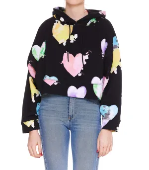 MSGM All-Over Heart Printed Drawstring Hoodie