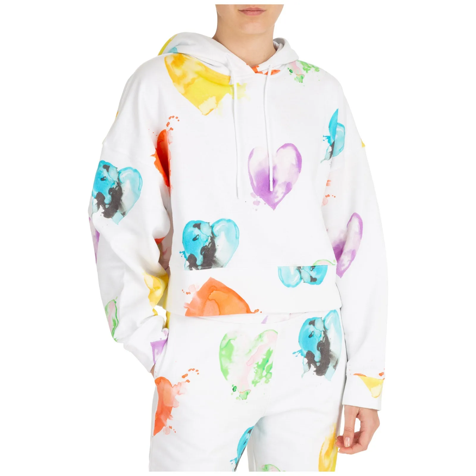 MSGM All-Over Heart Printed Drawstring Hoodie