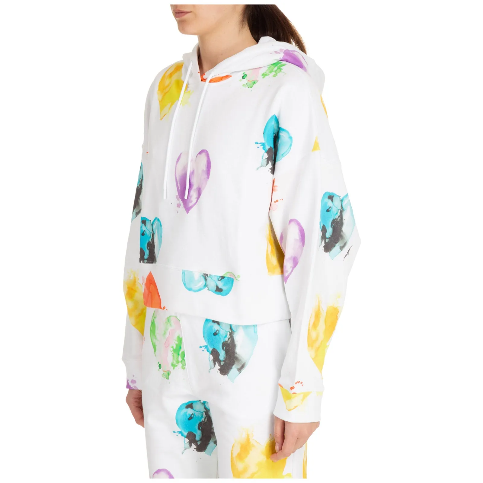 MSGM All-Over Heart Printed Drawstring Hoodie