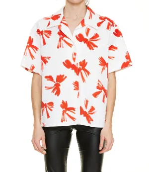 MSGM Allover Bow Printed Short-Sleeved Shirt
