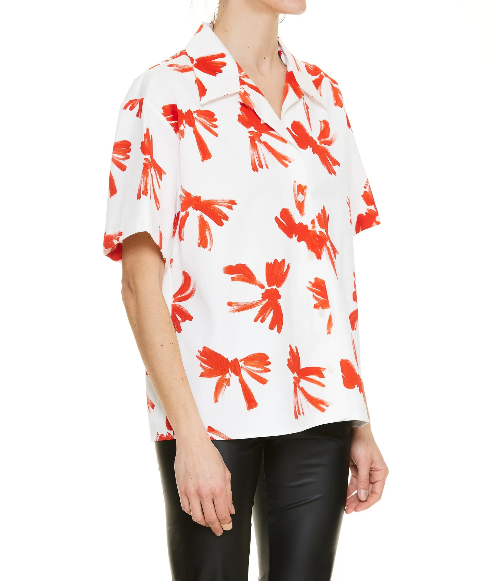 MSGM Allover Bow Printed Short-Sleeved Shirt