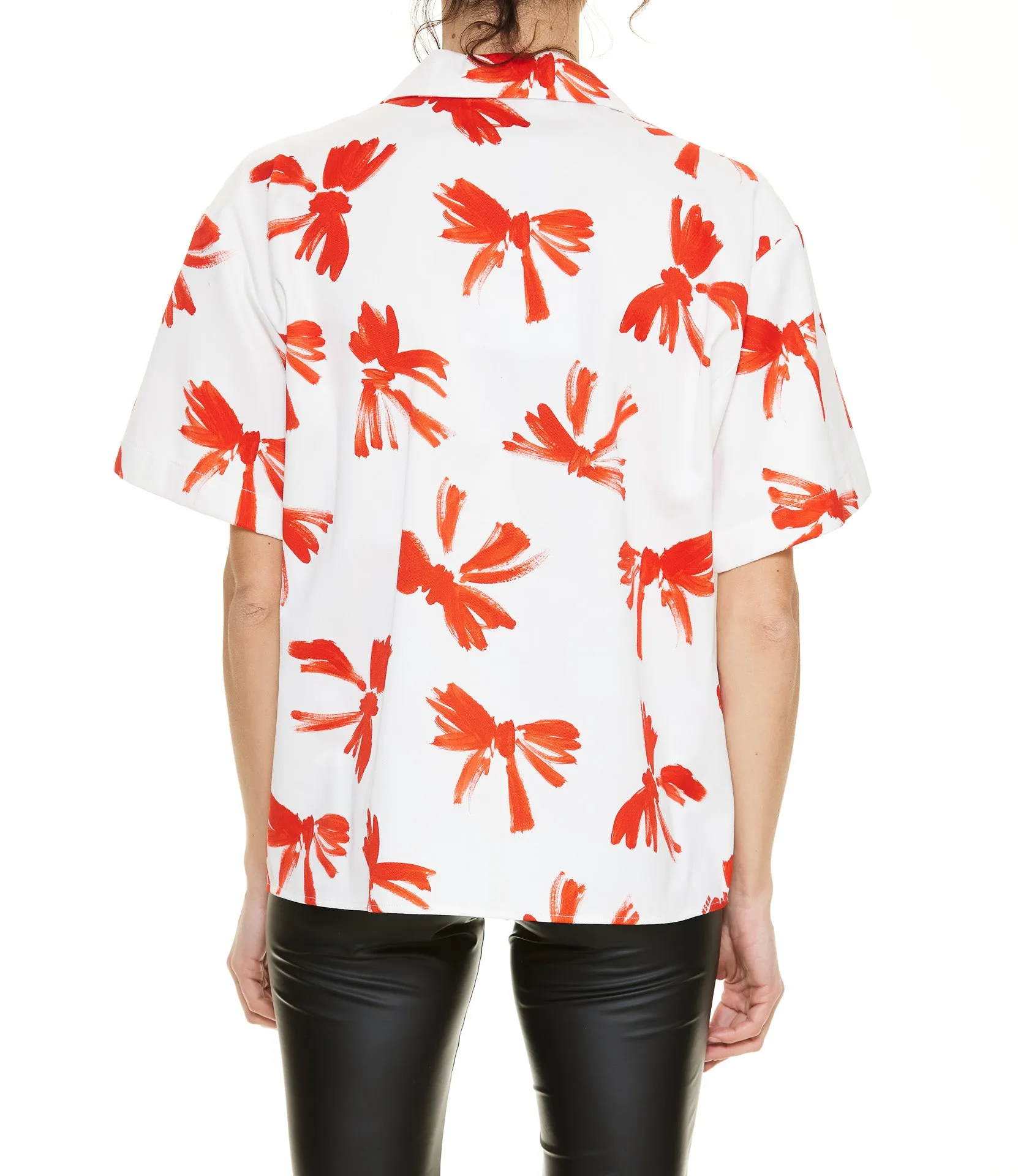 MSGM Allover Bow Printed Short-Sleeved Shirt
