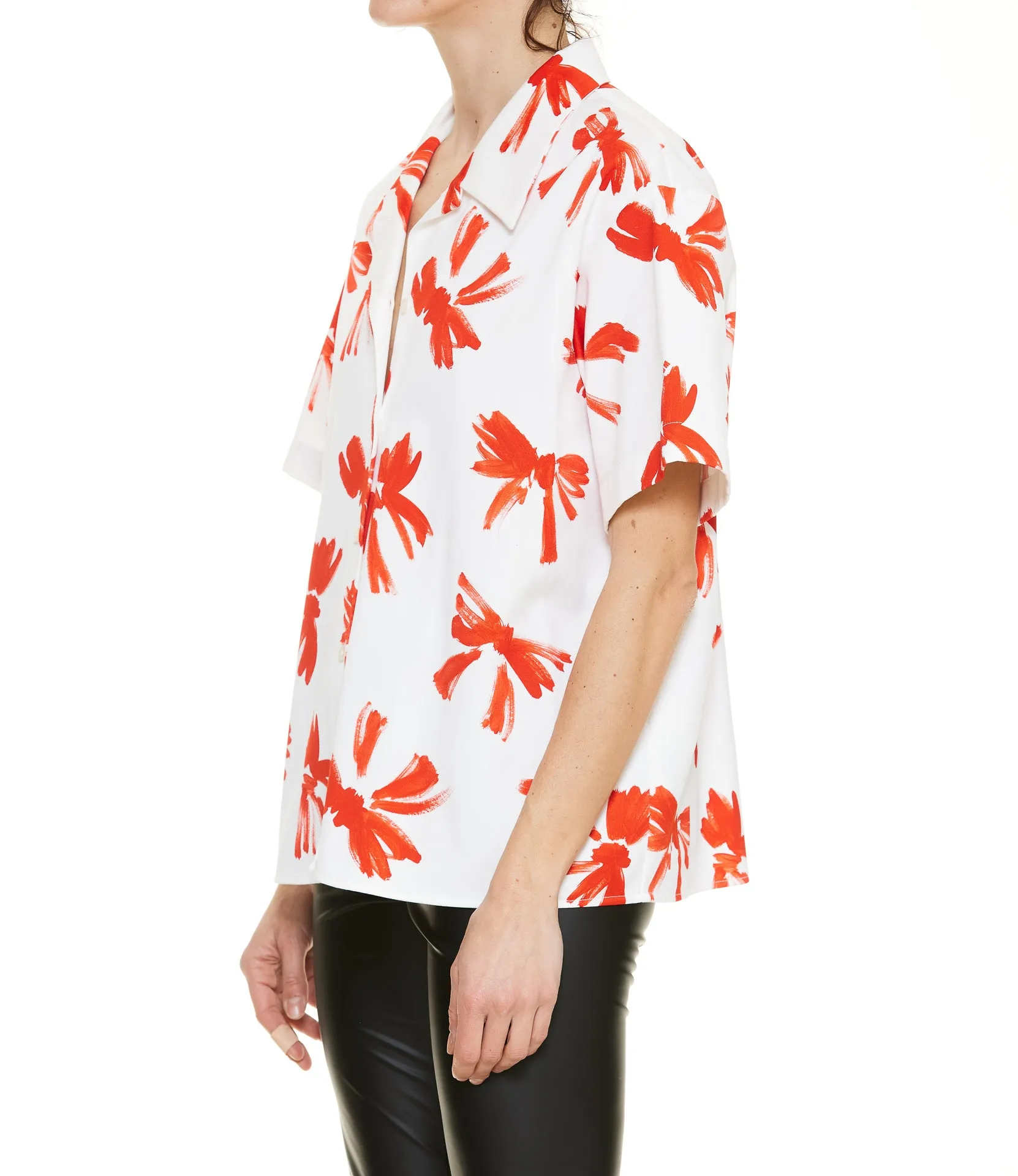 MSGM Allover Bow Printed Short-Sleeved Shirt
