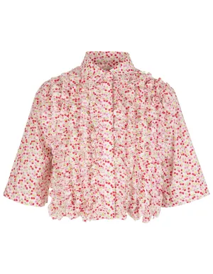 MSGM Allover Cherry Printed Short Sleeved Shirt