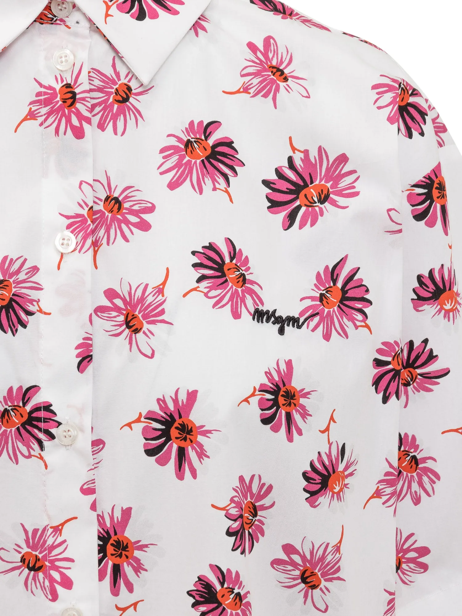 MSGM Allover Floral Printed Short Sleeved Shirt