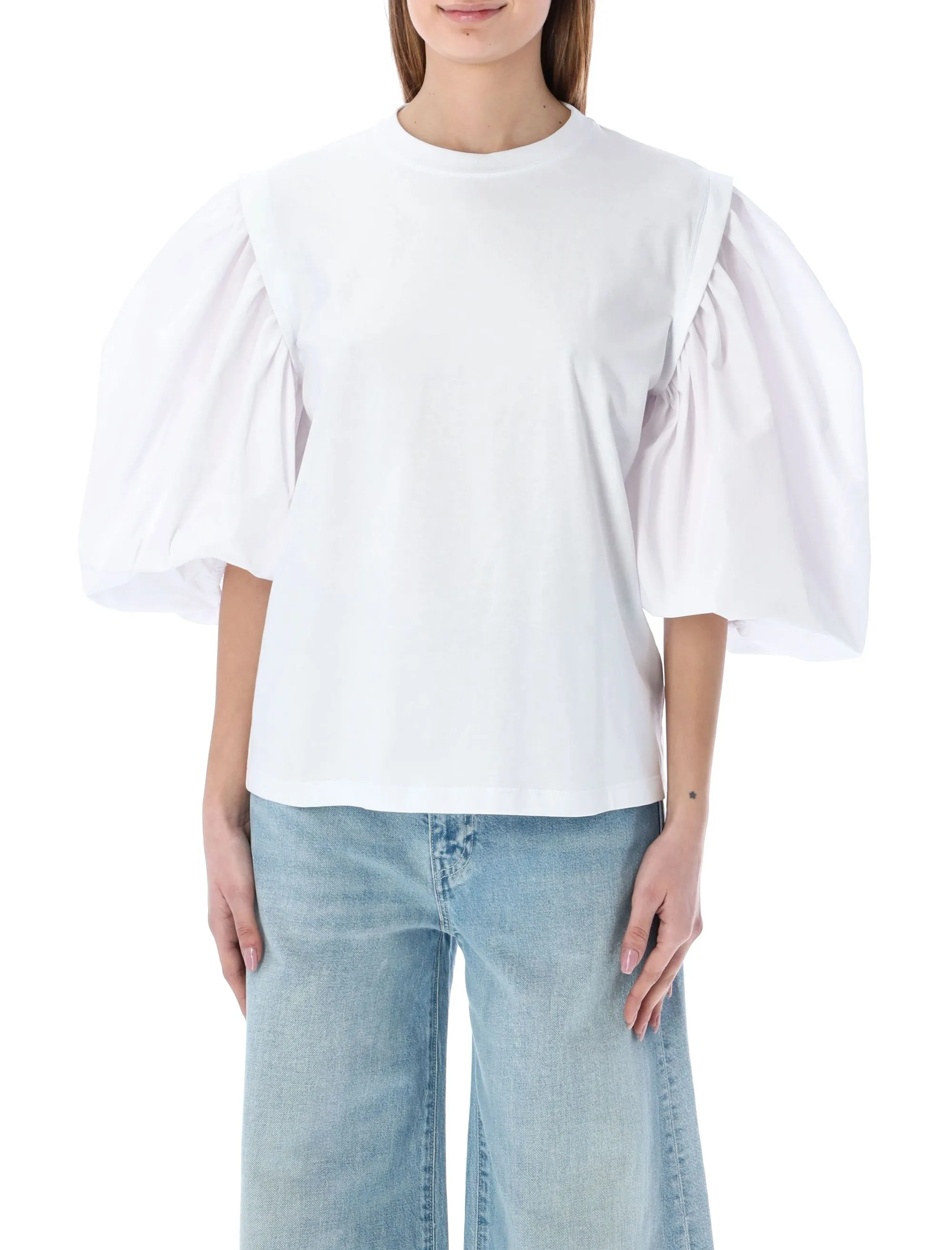 MSGM Ballon Sleeved Logo Print T-Shirt