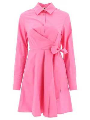 MSGM Belted Flared Mini Shirt Dress