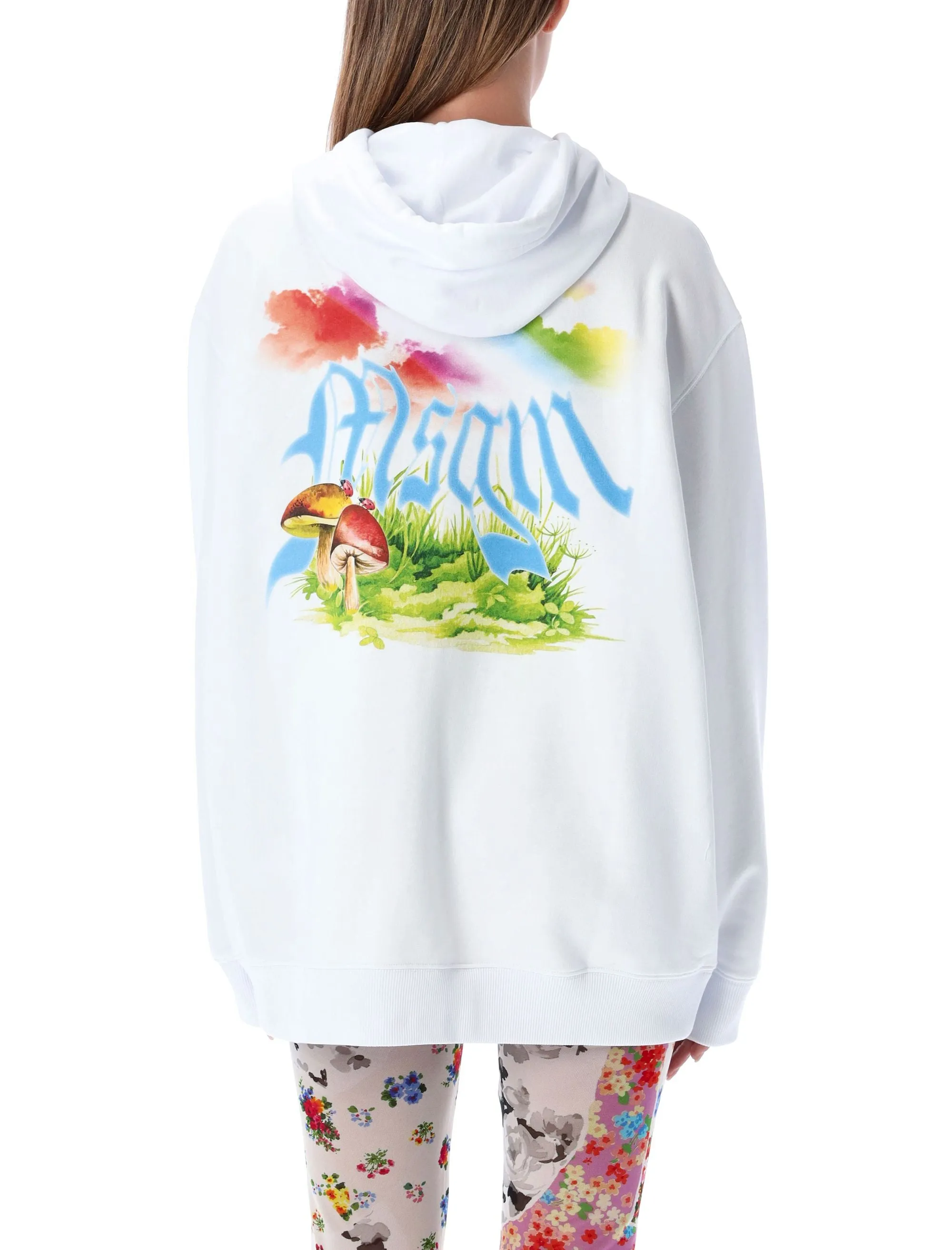 MSGM Cat Graphic Printed Drawstring Hoodie