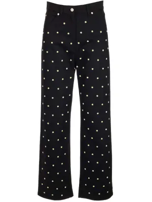 MSGM Floral Embroidered Straight-Leg Jeans