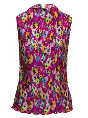 MSGM Floral Print Pleated Tank Top