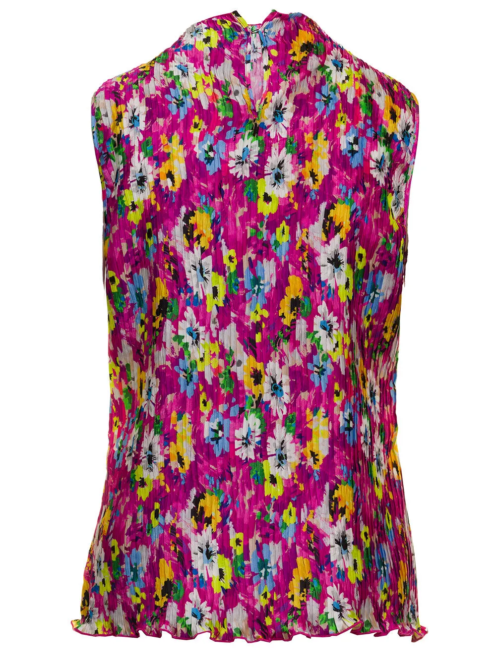MSGM Floral Print Pleated Tank Top