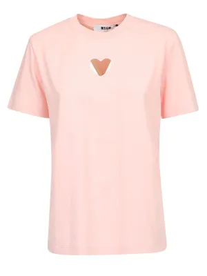 MSGM Heart Cut-Out Crewneck T-Shirt