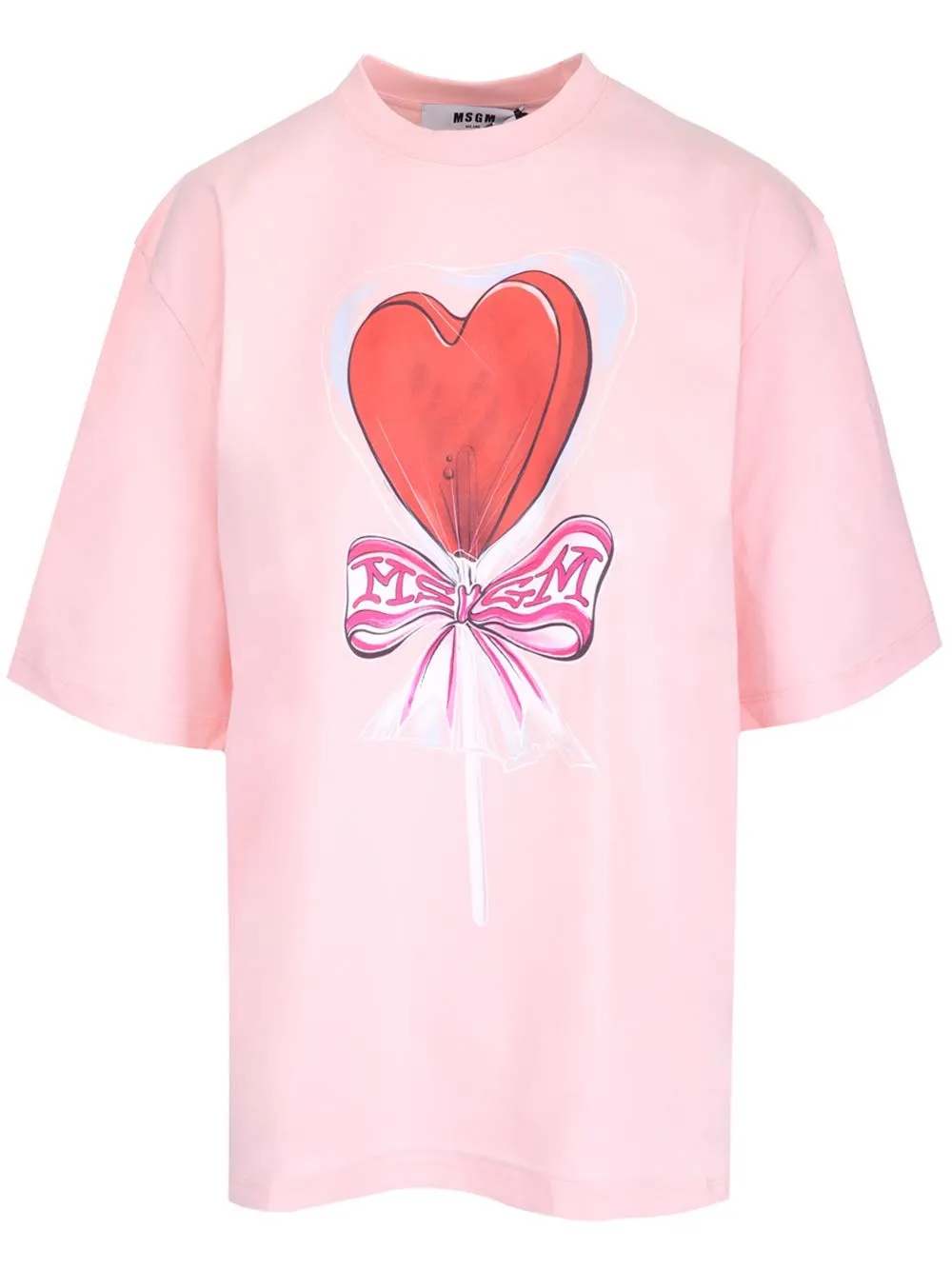 MSGM Heart Printed Crewneck T-Shirt