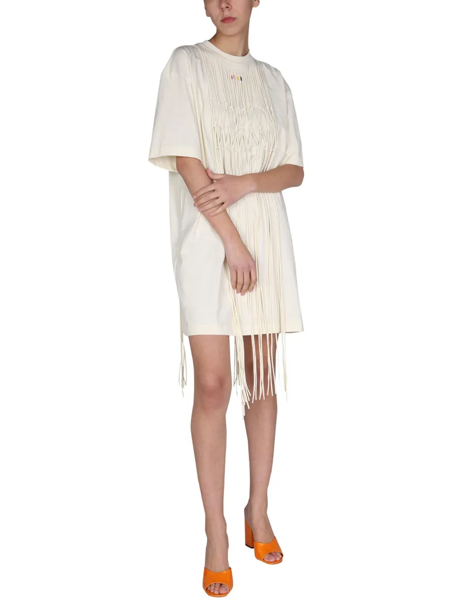 MSGM Logo Detailed Draped T-Shirt Dress