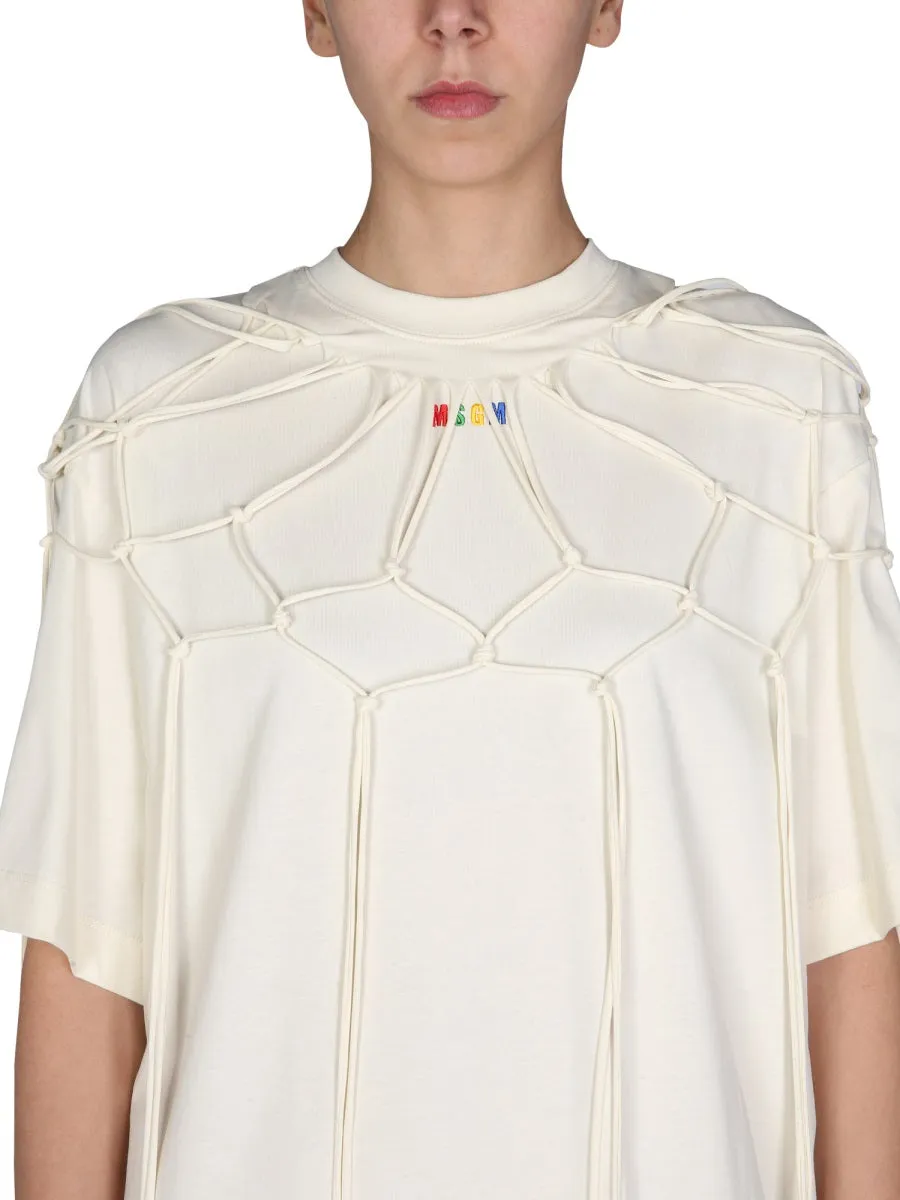 MSGM Logo Detailed Draped T-Shirt Dress