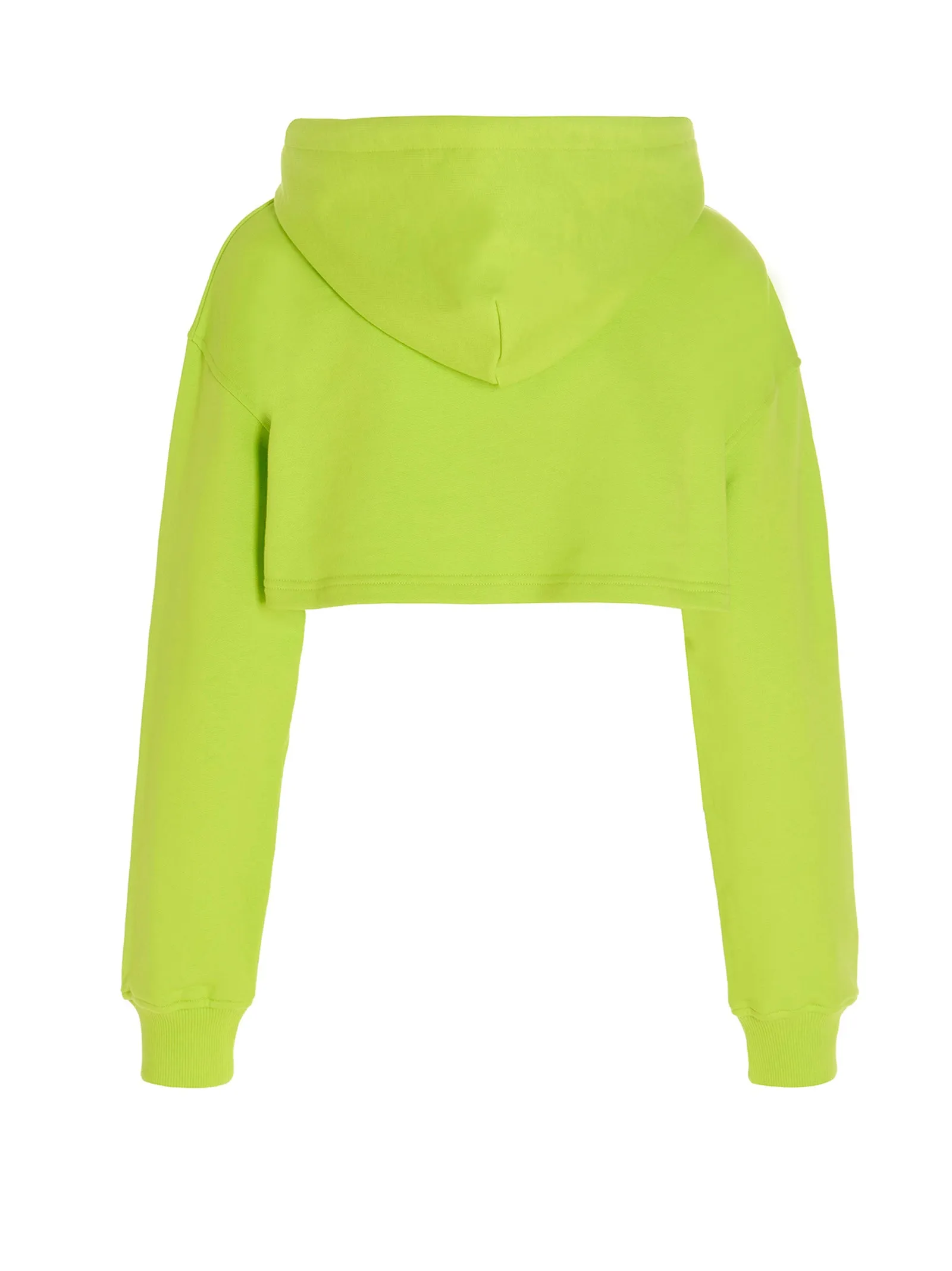 MSGM Logo Embossed Cropped Drawstring Hoodie