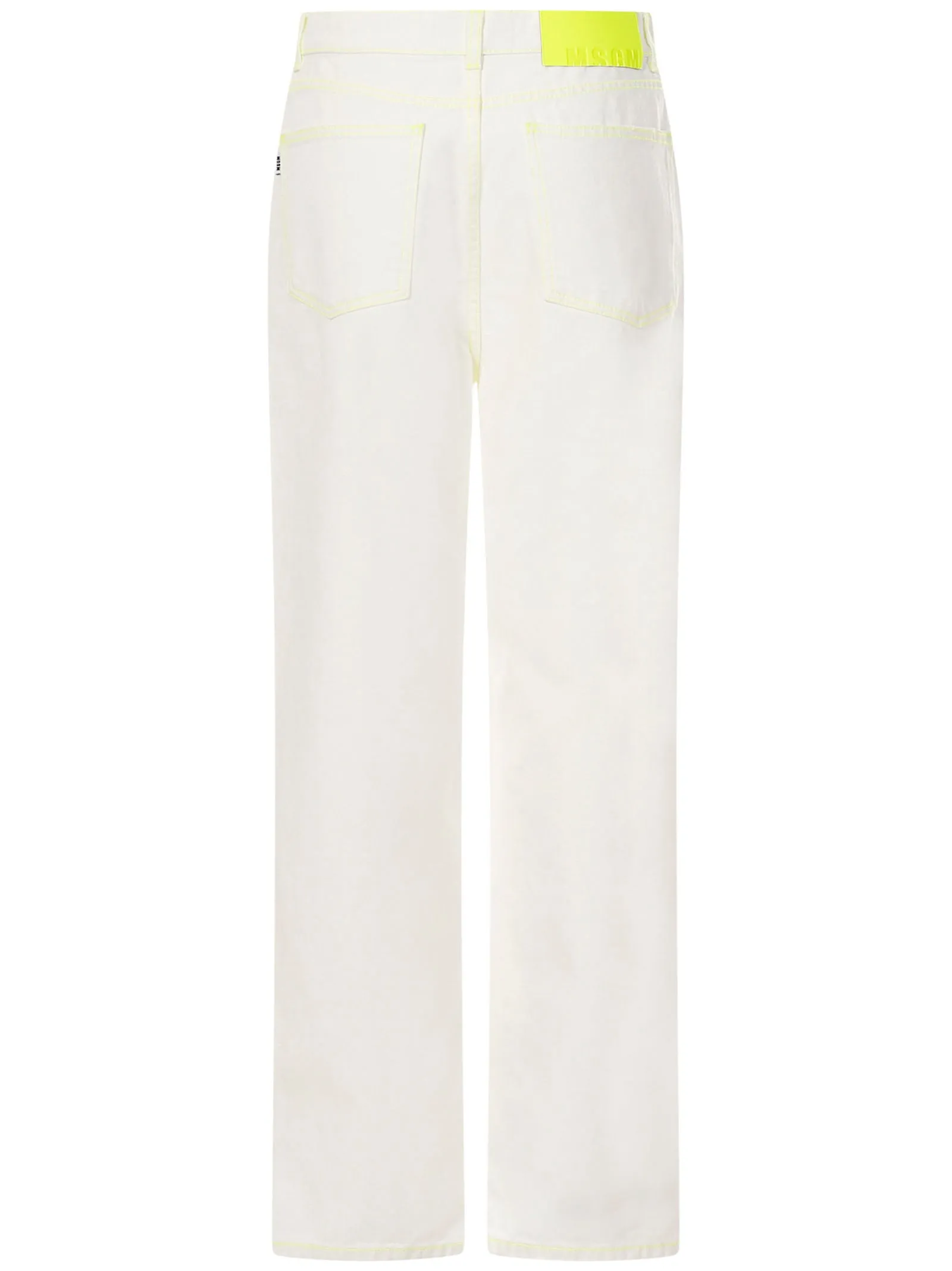 MSGM Logo Embroidered High Waist Wide-Leg Jeans