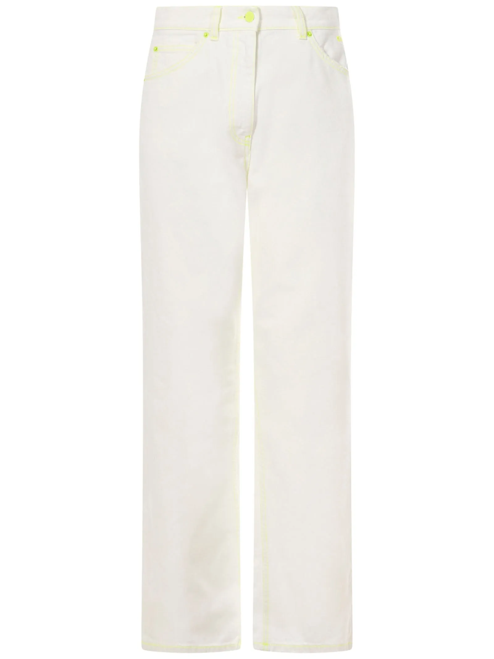 MSGM Logo Embroidered High Waist Wide-Leg Jeans