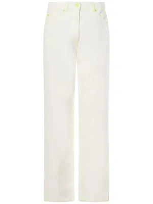MSGM Logo Embroidered High Waist Wide-Leg Jeans