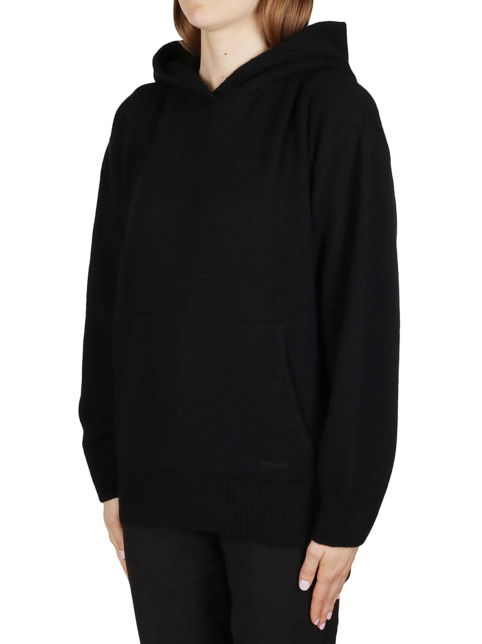 MSGM Logo Embroidered Ribbed Hoodie