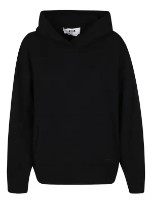 MSGM Logo Embroidered Ribbed Hoodie