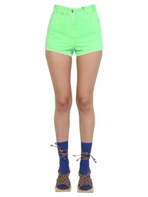 MSGM Logo Patch High-Waisted Denim Shorts