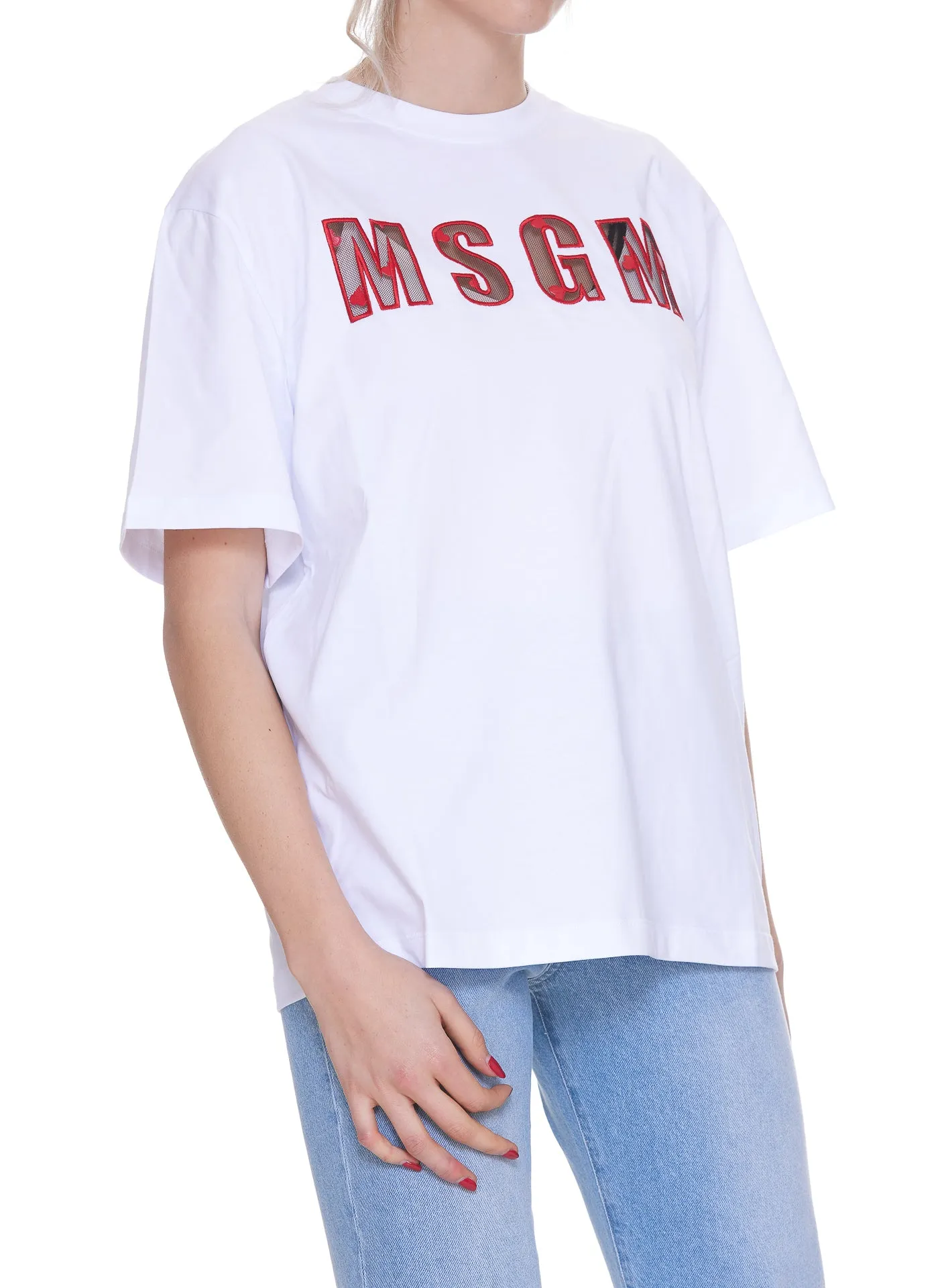 MSGM Logo Print Crewneck T-Shirt