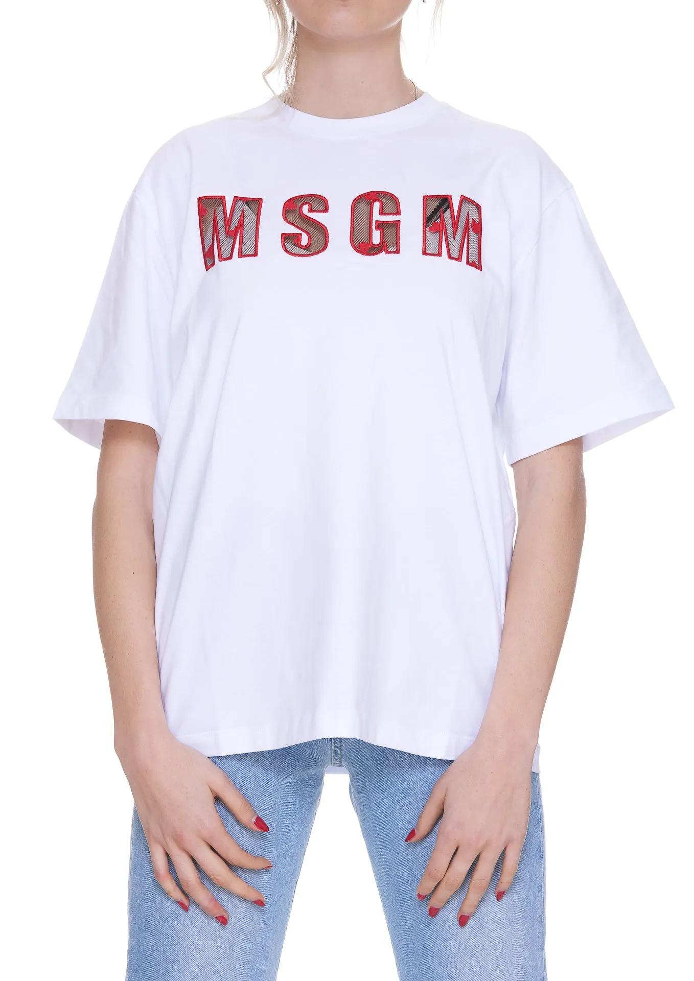 MSGM Logo Print Crewneck T-Shirt