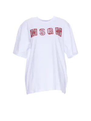 MSGM Logo Print Crewneck T-Shirt