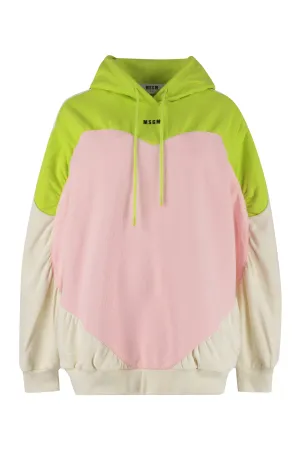 MSGM Logo Print Heart Detailed Hoodie