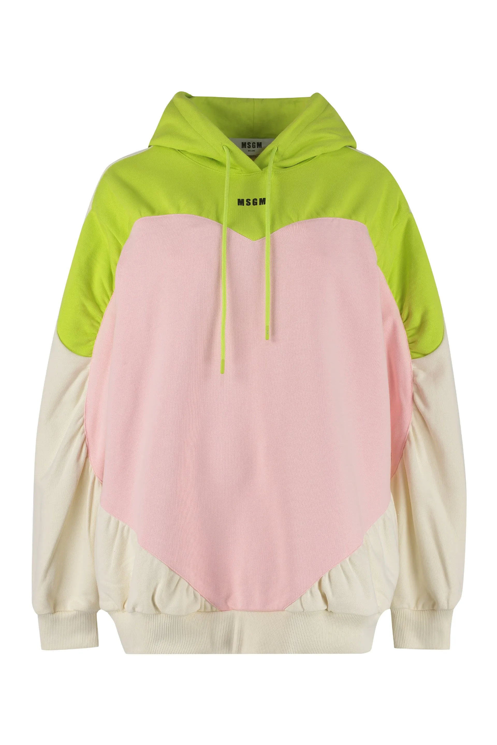 MSGM Logo Print Heart Detailed Hoodie