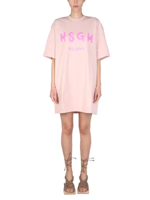MSGM Logo Print T-Shirt Dress