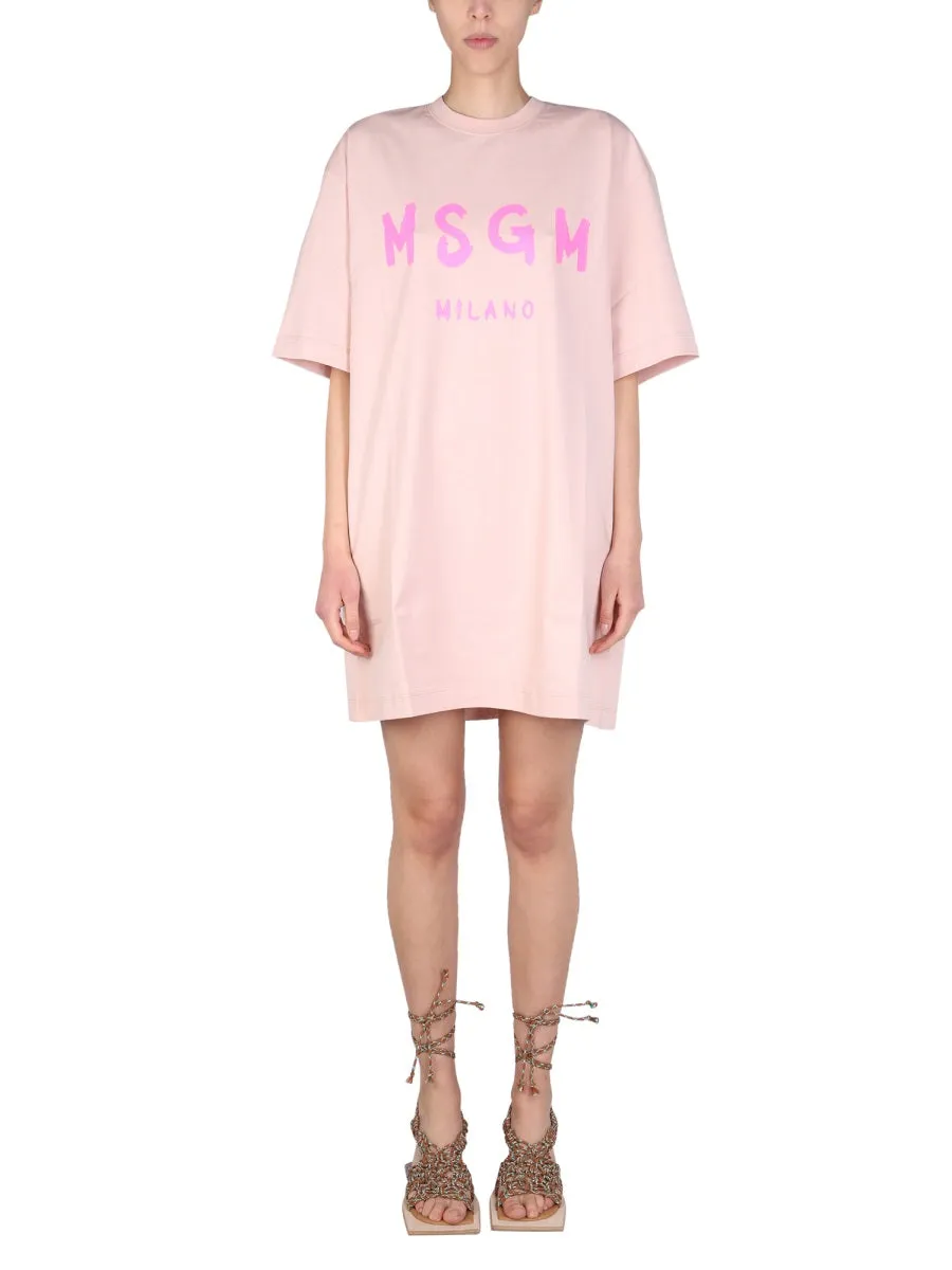 MSGM Logo Print T-Shirt Dress