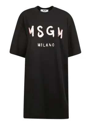 MSGM Logo Printed Crewneck T-Shirt Dress