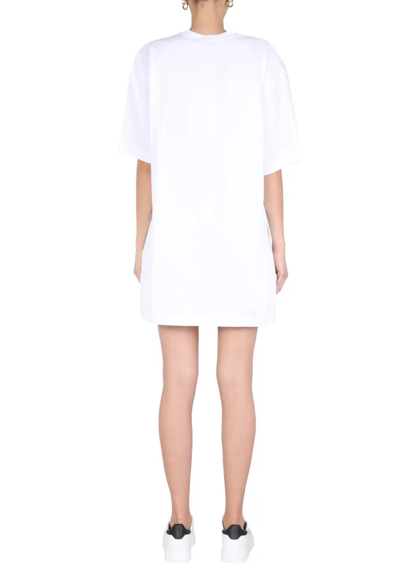 MSGM Logo Printed Crewneck T-Shirt Dress